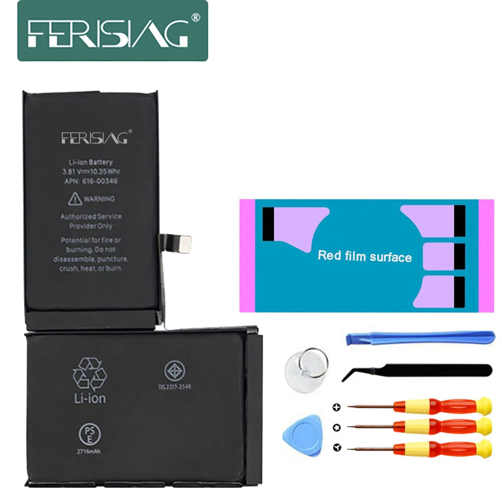 FERISING 2019 100% Capacity ATL Cell Phone Battery For iPhone X Repair bateria Replacement Batteries for iphoneX 0 cycle 2716mah