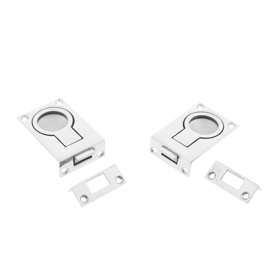 2 Pcs Marine 316 Stainless Recessed Hatch Pull Buckle Floor Latch Flush Ring Pull for Water Sports Dinghy Yacht Accessory