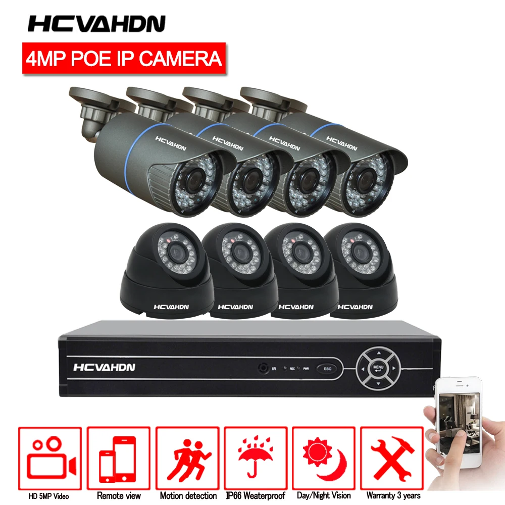 

POE Security Camera CCTV System HD H.265 5.0MP 8CH NVR 2592*1520 4MP IP Camera Indoor Outdoor Day/Night Video Surveillance Kit