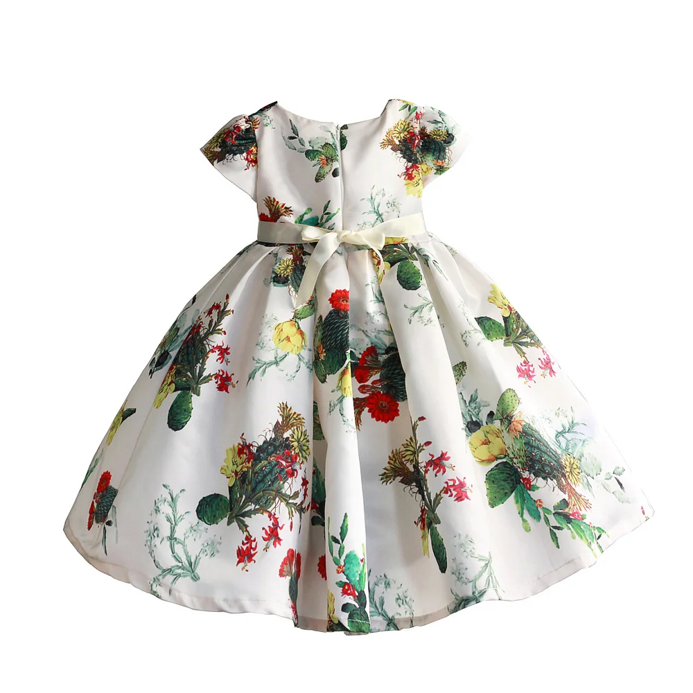 Платье для девочек мягкие вечерние платья для девочек с принтом кактуса, летняя одежда для маленьких девочек размер на 3 до 8 лет