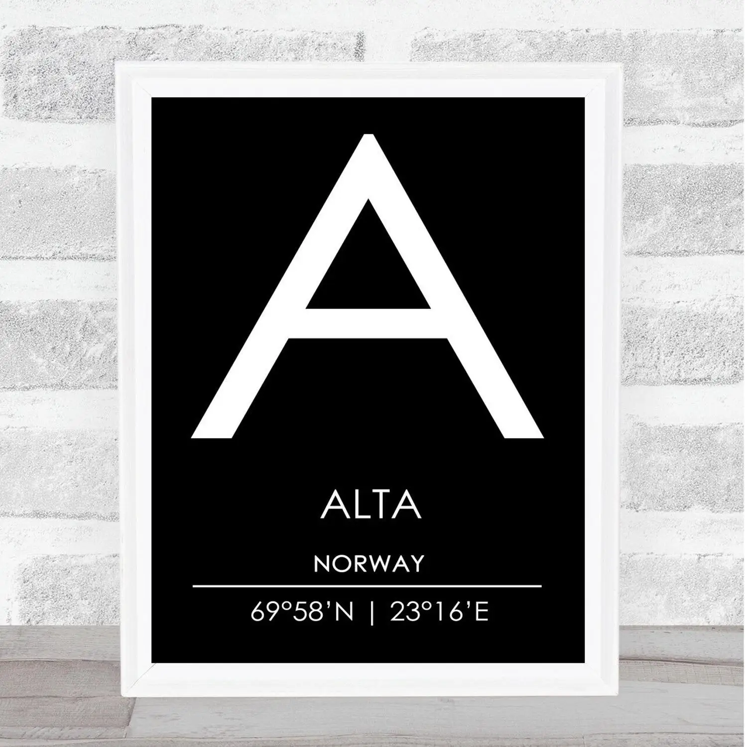N2807 Alta Norway координаты черный и белый Мир Город Путешествия Цитата Наклейка на стену шелковая ткань плакат искусство Крытый декор яркий