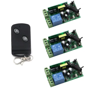 

AC 85V-250V Wireless Remote Control Switch 110V 220V 1CH Relay 3 Receiver + Black Transmitter Learning Code 315/433Mhz