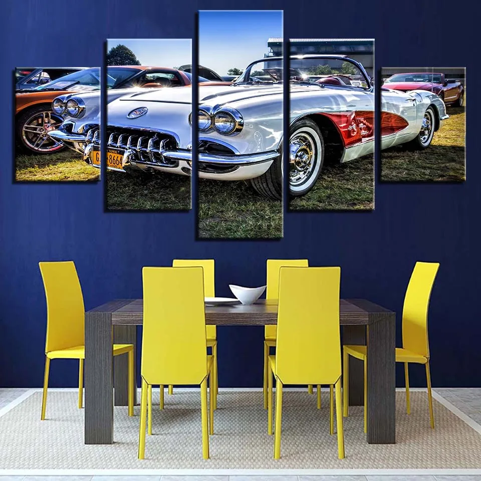 

HD Print Modular Framework Wall Art Canvas Painting Popular Picture 5 Panel Sports Car For Living Room Decoration Cuadros Poster
