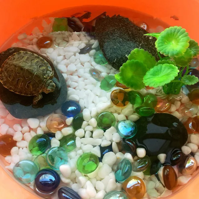 25Pcs /lot 18mm Aquarium Decoration Stones Glass Stones Fake Crystals Gems Vase Garden Pebble Stones 6