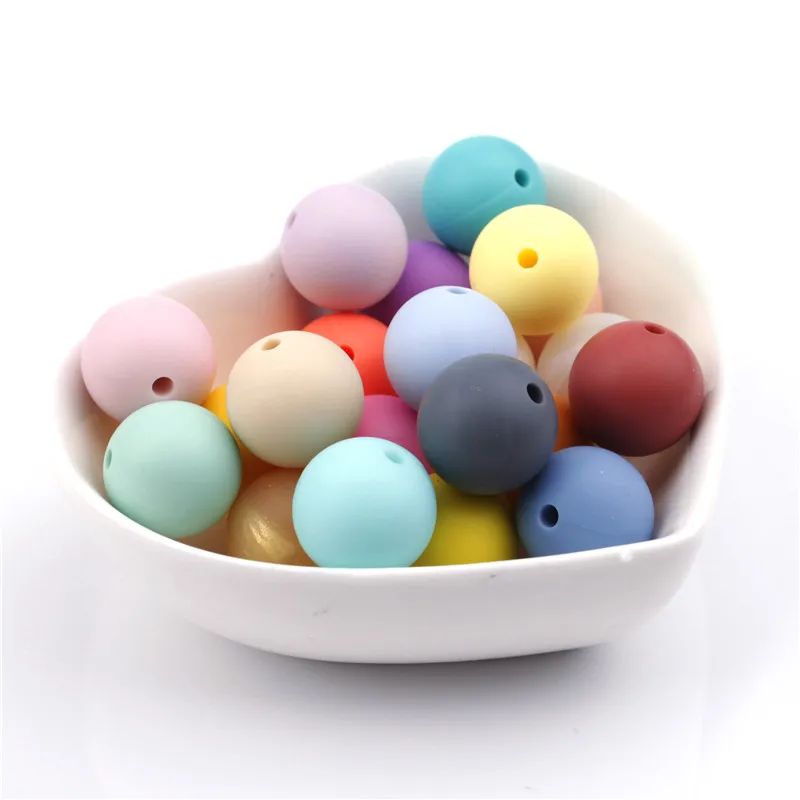 

20PCS Chewable Silicone Beads Teething Bpa Free 12mm Round Bead Necklaces Diy Baby Pacifier Chain Jewelry Components