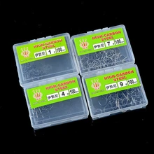 100 шт. рыболовный крючок из высокоуглеродистой стали 1#-12# серия рыболовный крючок с отверстием для ловли нахлыстом