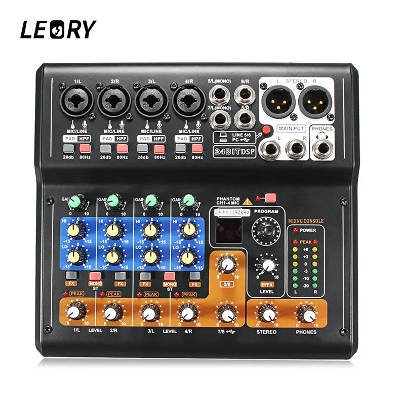 LEORY Professional 8 Channel Karaoke Audio Mixer Console