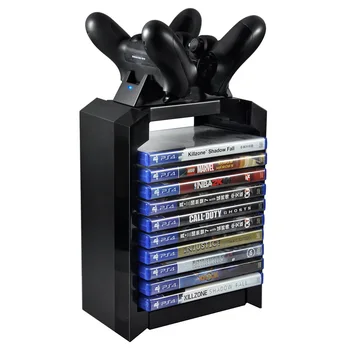 

PS4 Game Disk Tower Vertical Stand for PS4 DualShock 4 Controller Charger Charging Dock Station for PlayStation 4 PRO Slim