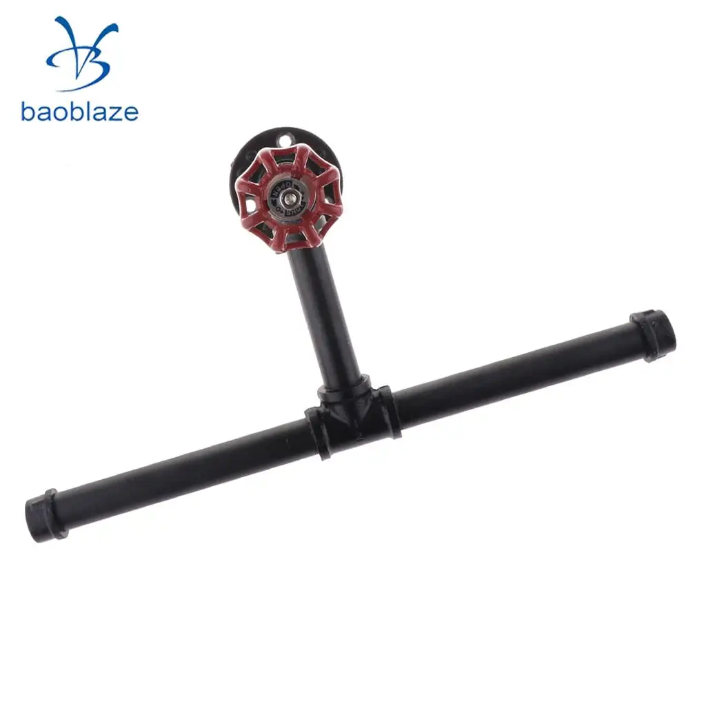 Home Decorative Industrial Rustic Wall Mounted Metal Iron Pipe Toilet Roll Paper Double Holder Towel Rack