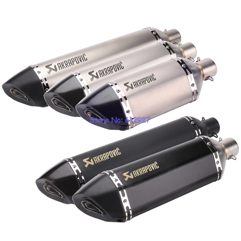 

Length 570mm/470mm/370mm Inlet 51mm Motorcycle Exhaust Muffler Pipe Akrapovic Muffler Exhaust Escape Slip On Laser Marking