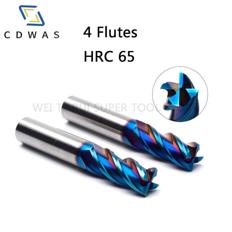

1PC Lengthen End Mill 100L Cutting HRC65 10mm 12mm Endmill Metal Machining Milling Tungsten Steel Milling tool
