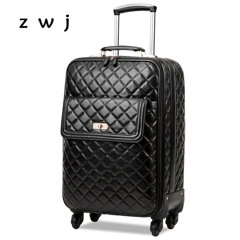 Pu luggage suitcase women password box boarding famous brand luxury