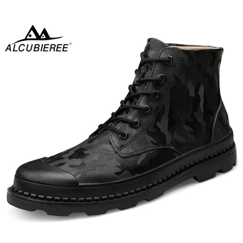 

ALCUBIEREE Winter Mens Fashion Sneakers Camouflage Skateboarding Shoes Male Outdoor Warm Lace Up Shoes with Fur Big Size 46