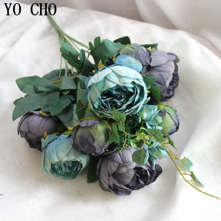 YO CHO 7-12 голов/Букет большой Искусственный Пион Искусственные цветы розы Флорес Шелковый цветок для свадьбы украшение дома mariage