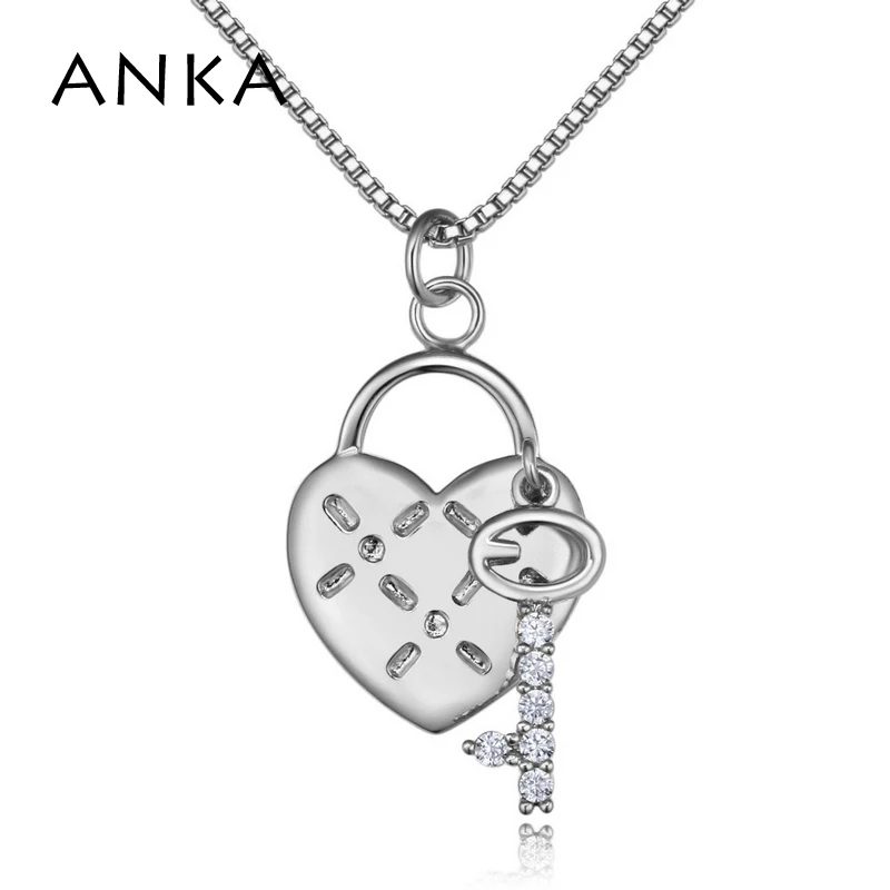 

ANKA fine jewelry love key and heart lock pendant necklaces girl women top zircon fashion romantic luxury chains necklace #26155