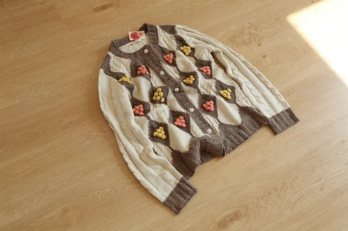 Mori Girl, милый вязаный свитер с объемным цветком, кардиган, Осень-зима, Женский Повседневный вязаный кардиган, куртка, милый кардиган в стиле Лолиты, верхнее пальто - Цвет: grape grey
