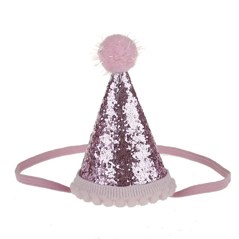 Детская повязка на голову для дня рождения для девочек, детские вечерние шапки с геометрическим узором, шапки для детей 1, 2, 3 лет, аксессуары для волос для принцессы - Цвет: ZX112-0