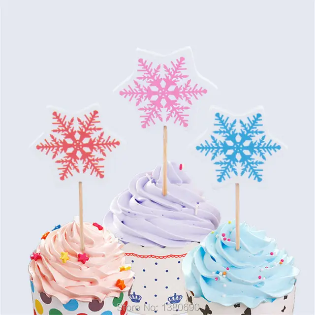 24pcs snowflake cake topper