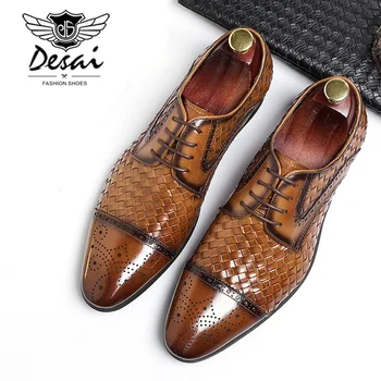 

2019 New Fashion Casual Mens Business Dress Shoes Genuine Leather Crocodile Lace-up Italian Stylist Formal Oxfords Wedding Shoes