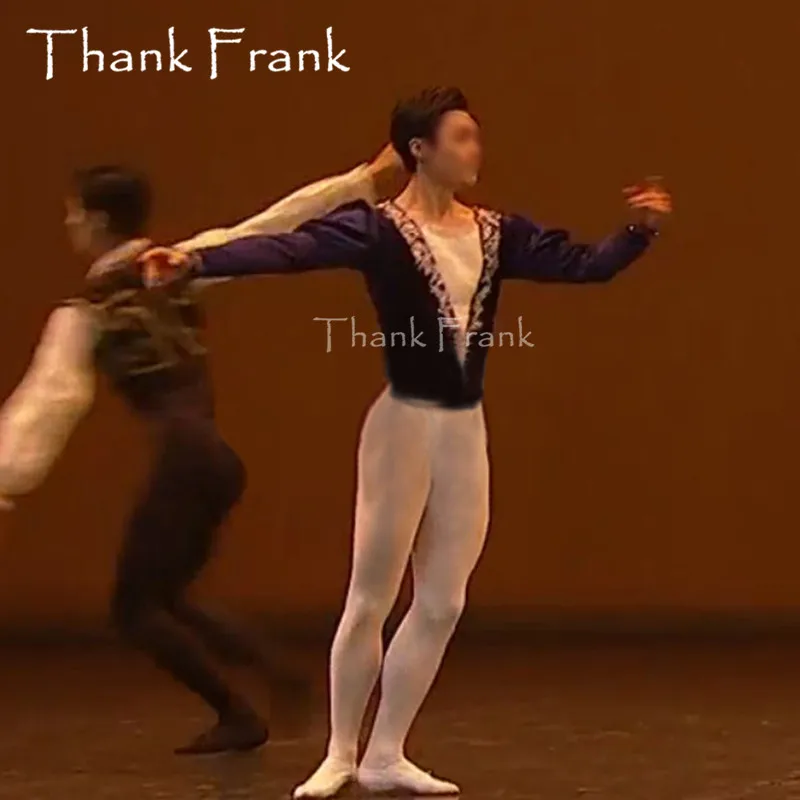 CustomMadeMalePrinceBalletTopBoysLongSleeveDanceCostumeMenVNeckElegantStage.jpg