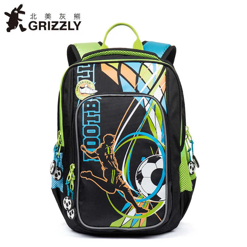 

GRIZZLY Cartoon Boys School Bags Waterproof Orthopedic Backpacks Primary School Backpack Book Bags Grade 1-4 Kids Satchel
