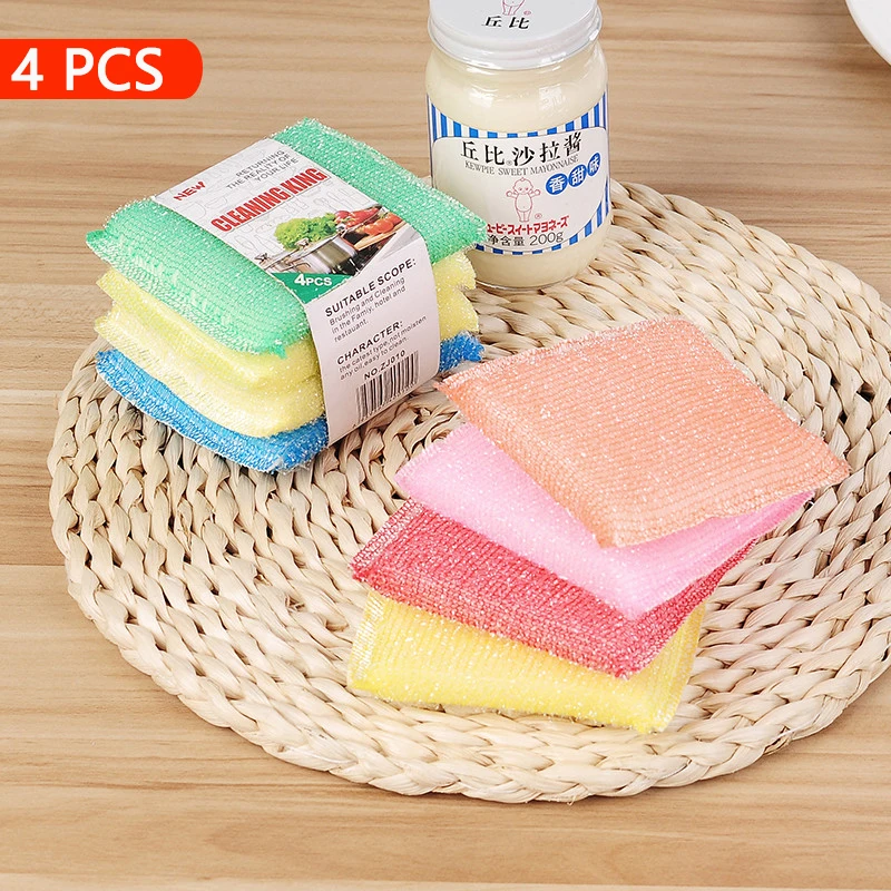 4PCS sponge scouring pad cleaning rag cleaning brush strong