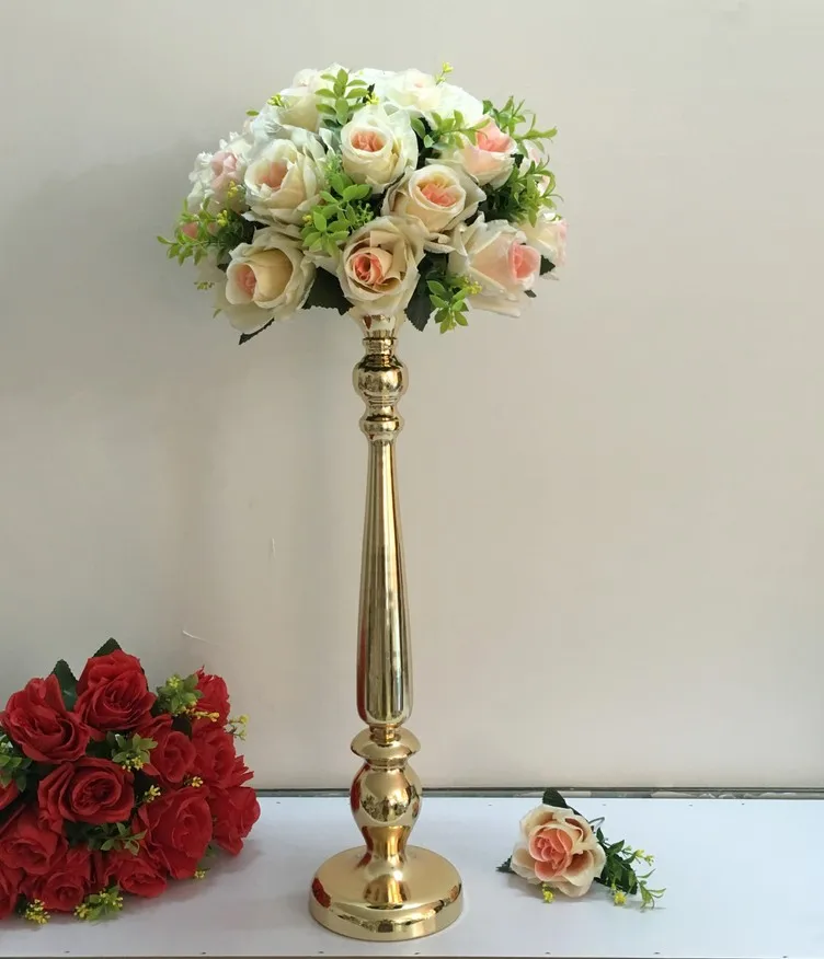 52cm Wedding Centerpieces fake flower Table Flowers Vase metal candle