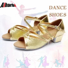 Alharbi/Обувь для латинских танцев для женщин и девочек, танцевальная обувь для танго, сальсы, бальных танцев для детей, детей, низкий каблук 3,5 см, мягкие туфли для танцев