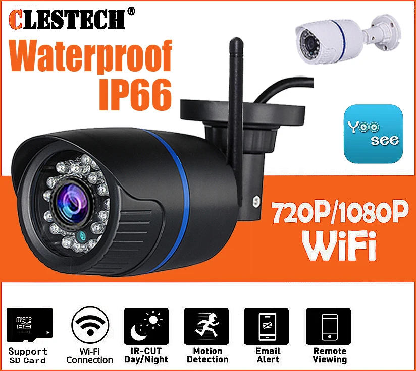 

Yoosee App Bullet 720P IP WIFI Wireless Camera 1.3MP 960P IRCut HD Security Bullet Outdoor Waterproof Night Vision 30m P2P ONVIF