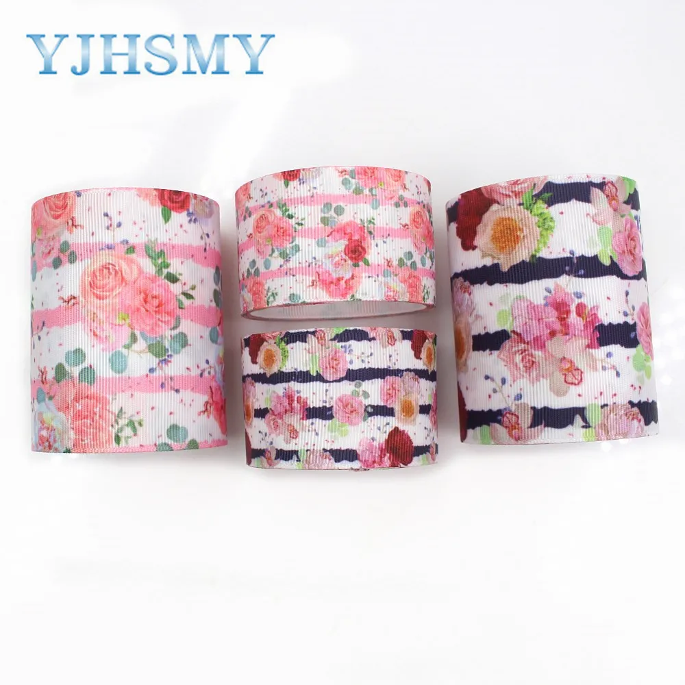 

YJHSMY I-19426-1118,38/75mm 10yards flower Ribbons Thermal transfer Printed grosgrain,Clothing accessories,DIY wrapping material