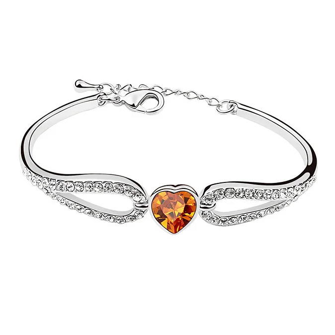 Женский браслет с кристаллами Сваровски в форме сердца|charm bracelets bangles|bangles for womenheart