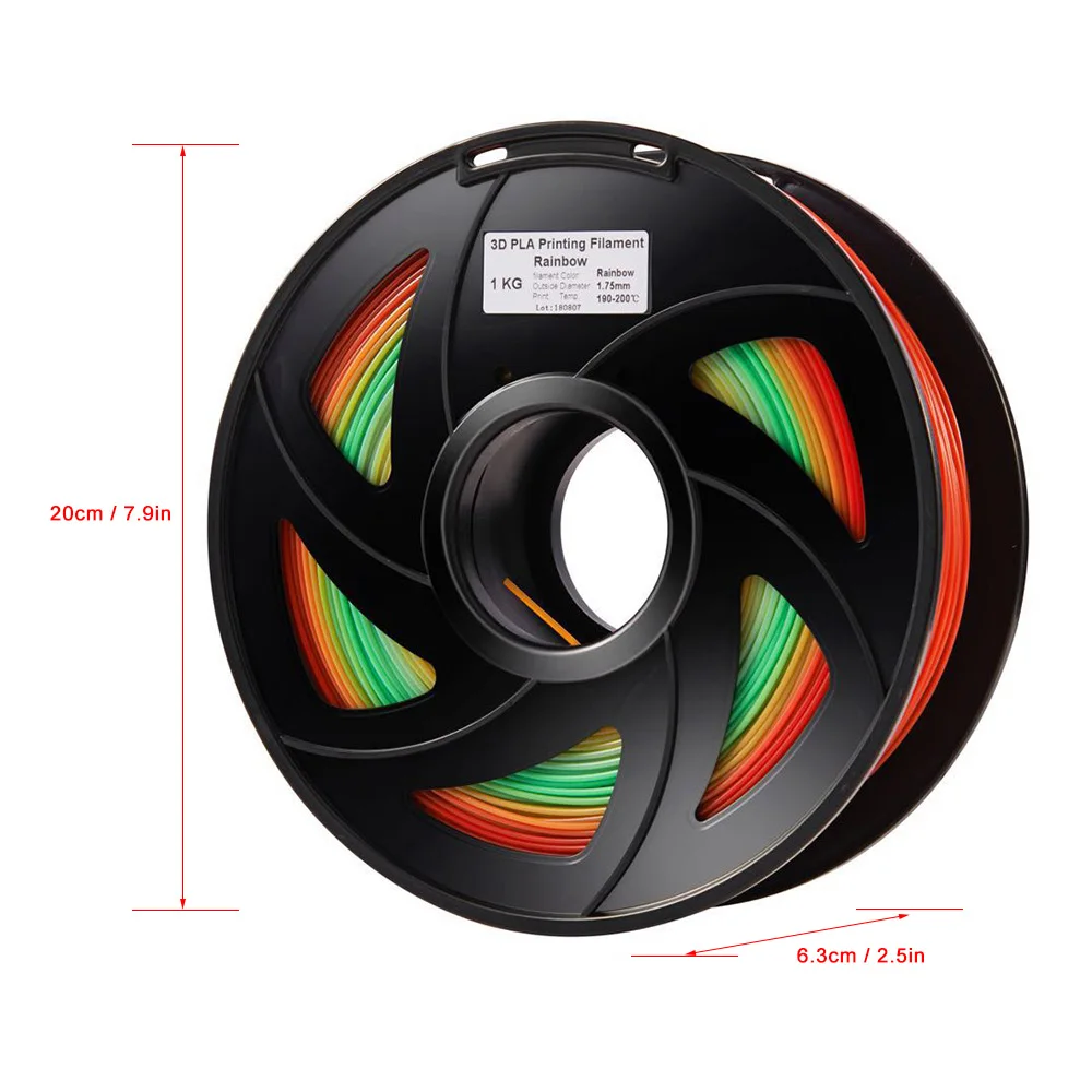 PLA 3D طابعة خيوط تغيير لون قوس قزح متعدد الألوان 1.75 ملليمتر 1 كيلوجرام بكرة الأبعاد دقة +/-0.02 ملليمتر PLA 3D طابعة خيوط تغيير لون قوس قزح متعدد الألوان 1.75 ملليمتر 1 كيلوجرام بكرة الأبعاد دقة +/-0.02 ملليمتر