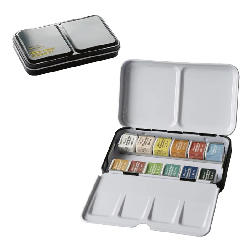 Billige 12 24 36 48 farben Solide Aquarell Farben Set Mit Pinsel Aquarell Pigment Für Malerei Kunst Liefert