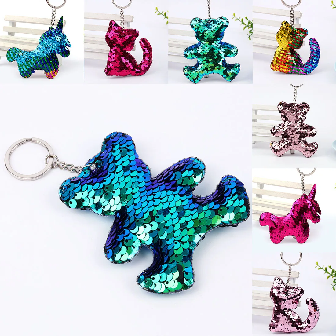 

Novelty Reflective glossy face kitten keychain pendant keychain Unisex Charms Car Bag Accessories Key Chain key accessories