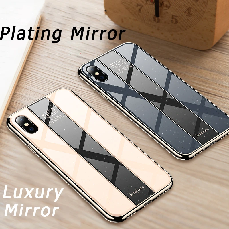 Luxury Mirror For iPhone XS 10S Max XR X 8 7 6 6s Plus Plating 4 in 1 PC Case Soft Silicone Glass Back Cover xr xs max Shell | Мобильные