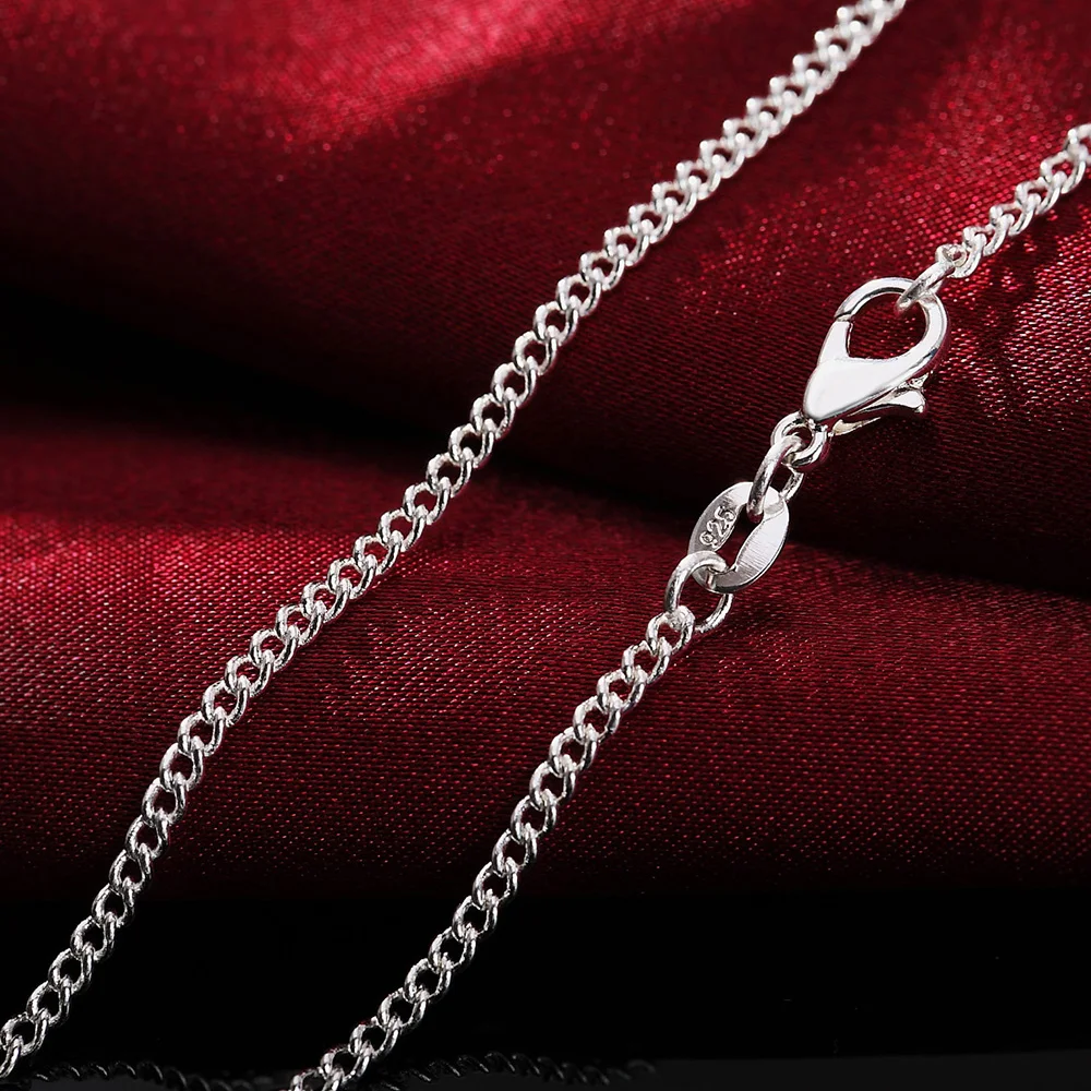 Чистое серебро ожерелья для мужчин и женщин 2 мм ожерелье цепочка 16-30 дюймов колье модные ювелирные украшения, бижутерия