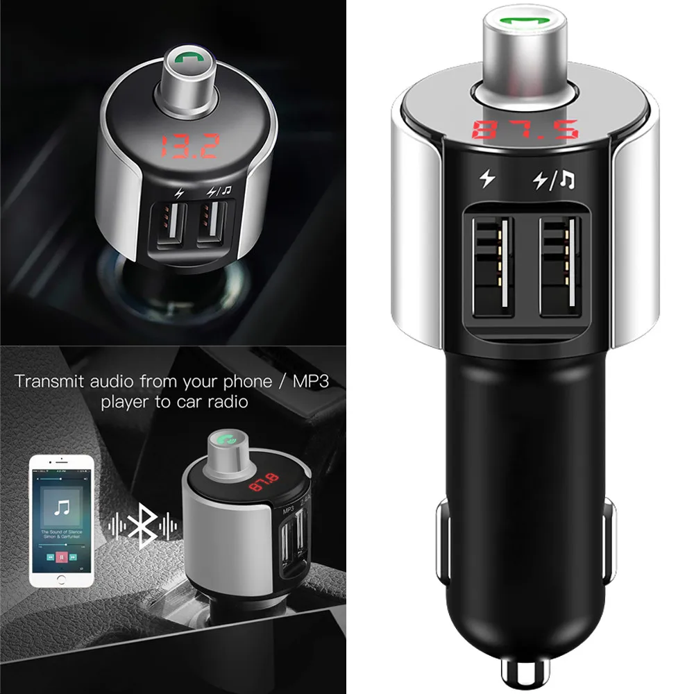 

Car FM Transmitter Wireless Bluetooth Handsfree Car Kit Car Audio Aux Modulator LCD MP3 Player 2.5A Dual USB Charger 12/24V