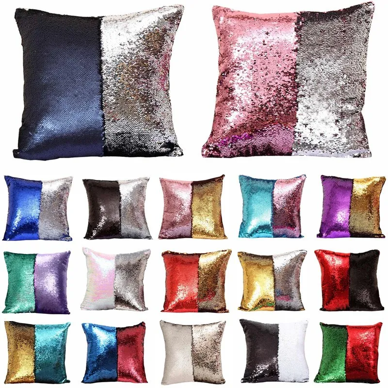 1pcs 4040cm reversible sequin mermaid throw pillow cushion cover car home decoration sofa bed decor decorative pillowcase 40043 - Decorative Bed Pillows 1pcs 4040cm reversible sequin mermaid throw pillow cushion cover car home decoration sofa bed decor decorative pillowcase 40043 - Decorative Bed Pillows