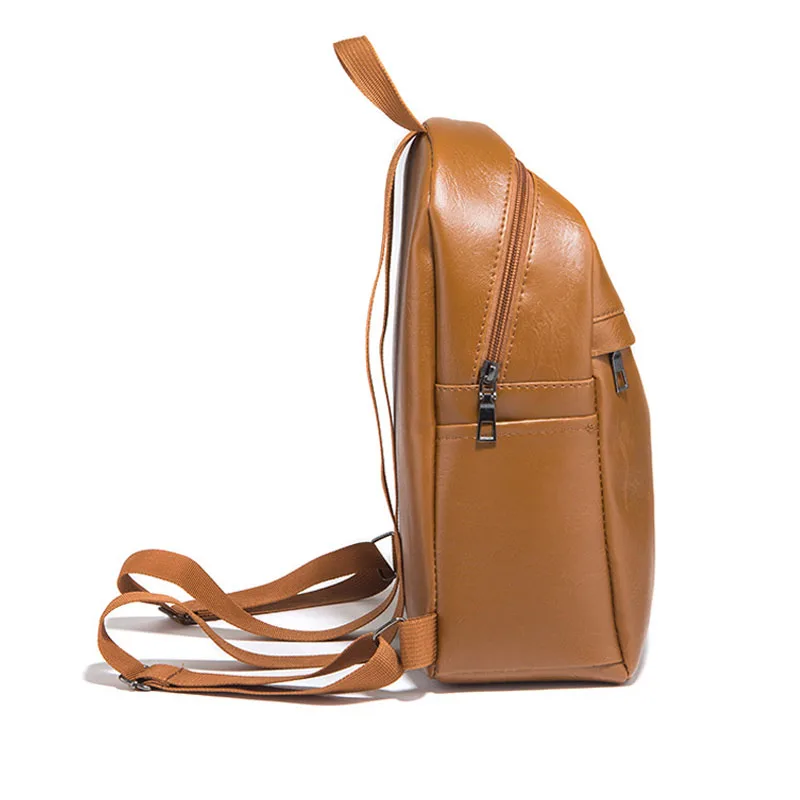 PU women backpack travel or school small shoulder bag black brown