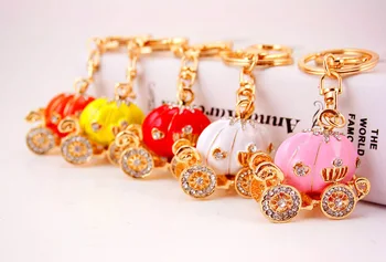 

free shipping 30pcs/lot rhinestone pumpkin carriage keychain purse hanger handbag hanger baby shower birthday party return gifts