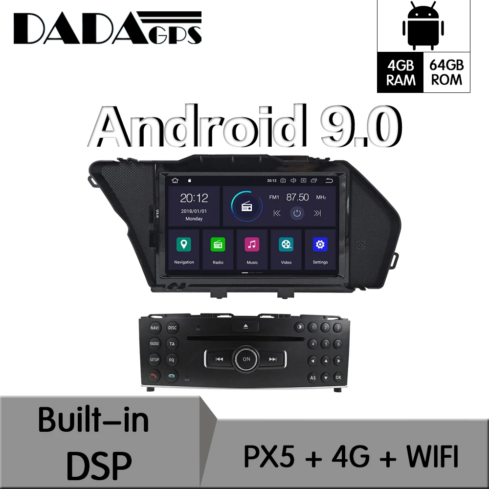 

Android 9.0 4+64GB Built-in DSP Car DVD Player multimedia Radio For Mercedes Benz GLK X204 GLK300 GLK350 GPS Navigation