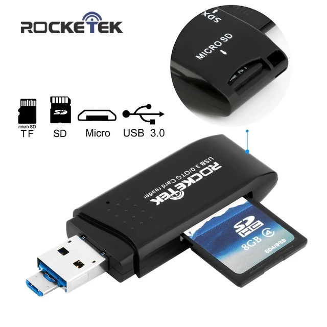 Rocketek usb 3.0 multi 2 in 1 memory otg phone card reader 5Gbps