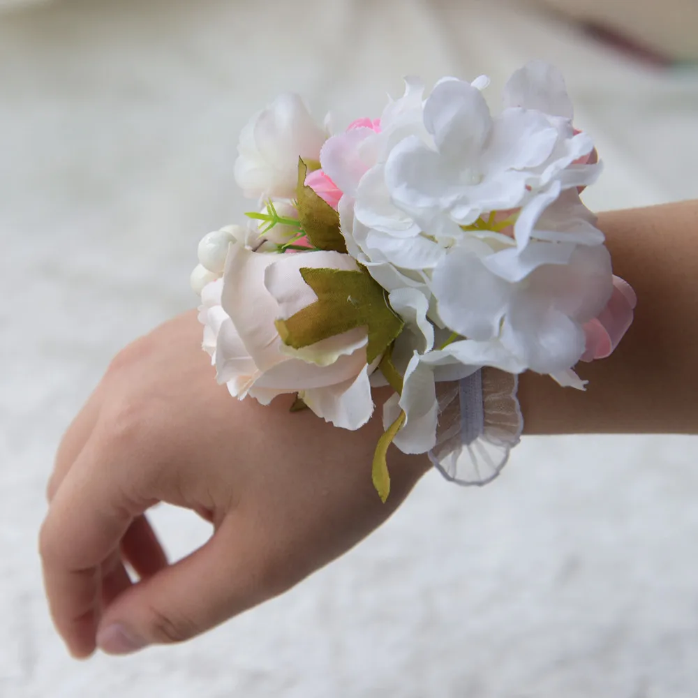 Hand Corsage Flowers Flower Bracelet Bridesmaid Bracelet Flower Bracelet For Bridesmaids Prom Bracelets Wrist Flower Pink