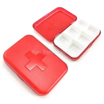 

6 Slots Cross Portable Medicine Drug Plastic Pill Box Jewelry Case Organizer Holder Storage Containers