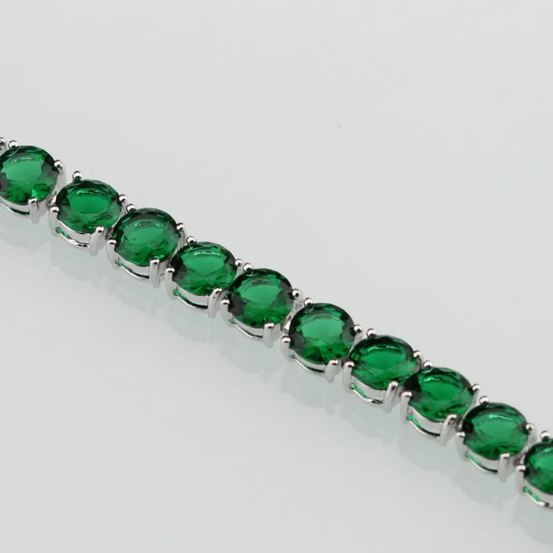 925 пробы серебро,, Круглый Зеленый Изумрудный браслет для здоровья, модные ювелирные изделия для женщин, Ювелирная коробка