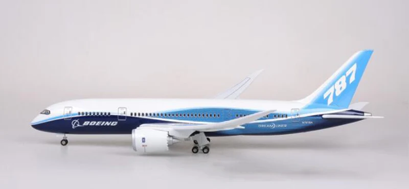 1/130 масштаб 47 см игрушечные модели самолетов Boeing B787 Dreamliner модель самолета W светильник и колеса литой пластик Смола самолет подарки - Цвет: without light