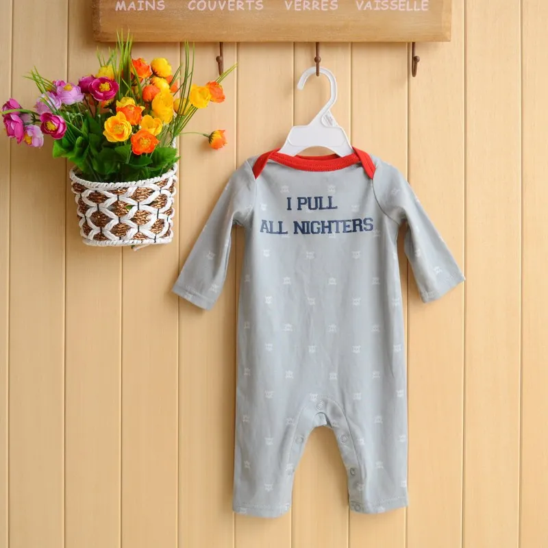 2015 Autumn newborn Letter prints baby boy rompers baby clothing cute