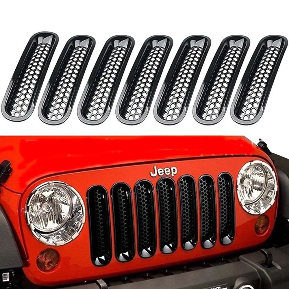 7 Pieces Durable Black/silver Front Grilles For 2007-2016 Jeep Wrangler Jk  Accessories Car Grill Styling Automobiles Decoration - Racing Grills -  AliExpress