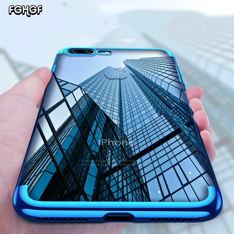 

FGHGF Laser Plating Shiny Case For iPhone X Cover For iPhone 7 8 Plus 5 5SE Case Shockproof Back Cover For iPhone 6 6s Plus Capa