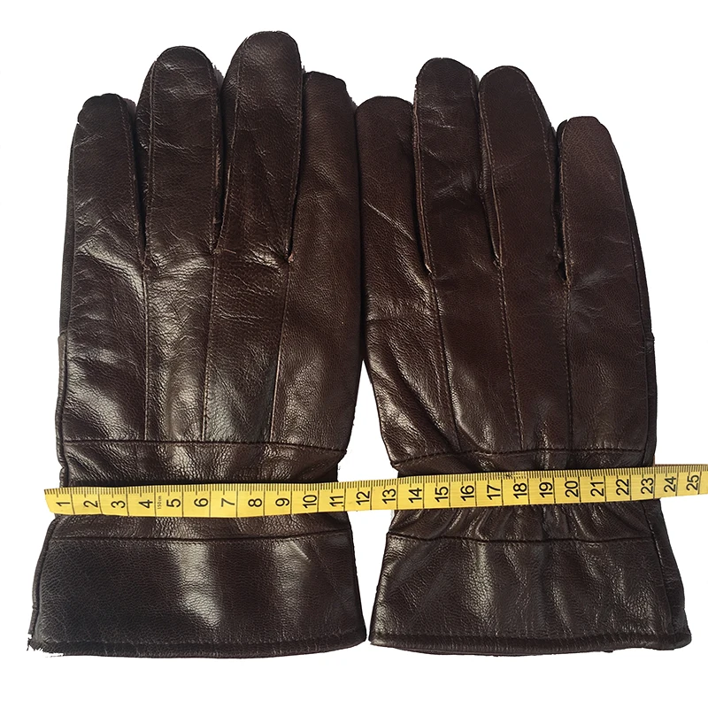 Мужские перчатки 2019 мужские перчатки из натуральной кожи настоящая овчина коричневые кожаные перчатки Модные брендовые зимние теплые